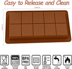 2-Pack 1 Inch Deep Large Silicone Chocolate Bar Molds with Scraper - Extra Deep & Thick Pistachio Chocolate Bar Molds for Stuffed Chocolate Bars and DIY Dubai Knafeh Chocolate Bar