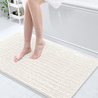 Arotive Luxury Chenille Bathroom Rug Mat, Extra Soft Thick Absorbent Shaggy Bath Rugs, Non-Slip Machine Wash Dry, Plush Bath Mats for Bathroom, Shower and Tub, 44x24, Ivory