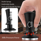 Coffee Tamper 51mm, Espresso Tamper with 2 Spring Loaded Tamper, Barista Coffee Tamper Tools with Aluminum Tamper Stand Holder, 100% Stainless Steel Flat Base Tamper for Espresso Machine(Black)