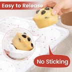 CAKETIME Large Muffin Pan, Metal Reinforced Frame 3.5 Inch Jumbo Silicone Muffin Pan Nonstick 6 Cups for Baking Jumbo Muffin, Frittatas, Jumbo Cupcakes 2 Pack