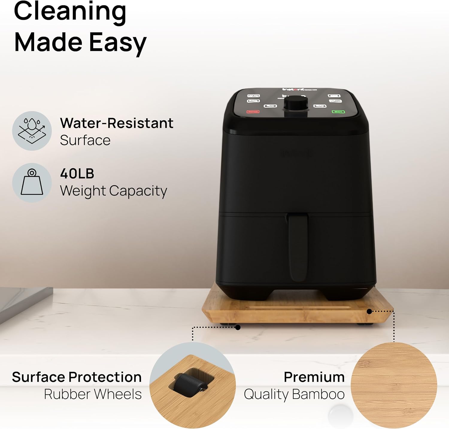 Ibyx Elegant Sliding Tray for Your Coffee Maker & Heavy Kitchen Appliances - Sturdy, Slides Easily from Under The Cabinet (Natural, 9.5”W x 14”D)