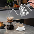Pour Over Kettle for Manual Drip Coffee and Tea with Thermometer 28oz Gooseneck Kettle with Flow Control Stainless Steel Water Kettle for Stovetop,800ml,4 Cup,Silver,1Pack