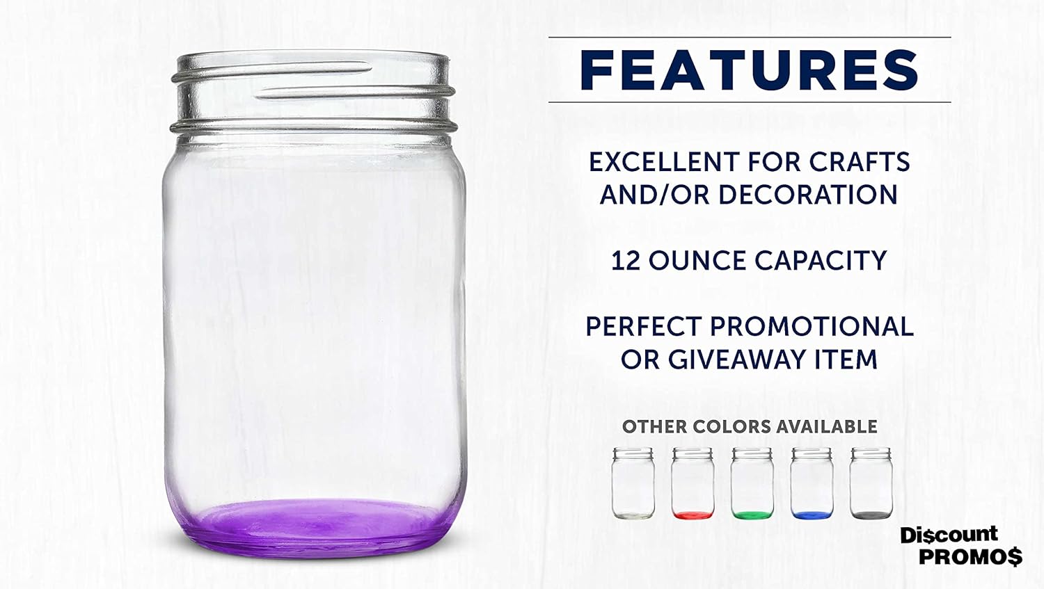 DISCOUNT PROMOS Decorating Mason Jars 12 oz. Set of 10, Bulk Pack - Glass Jars for Overnight Oats, Candies, Fruits, Pickles, Spices, Beverages - Purple