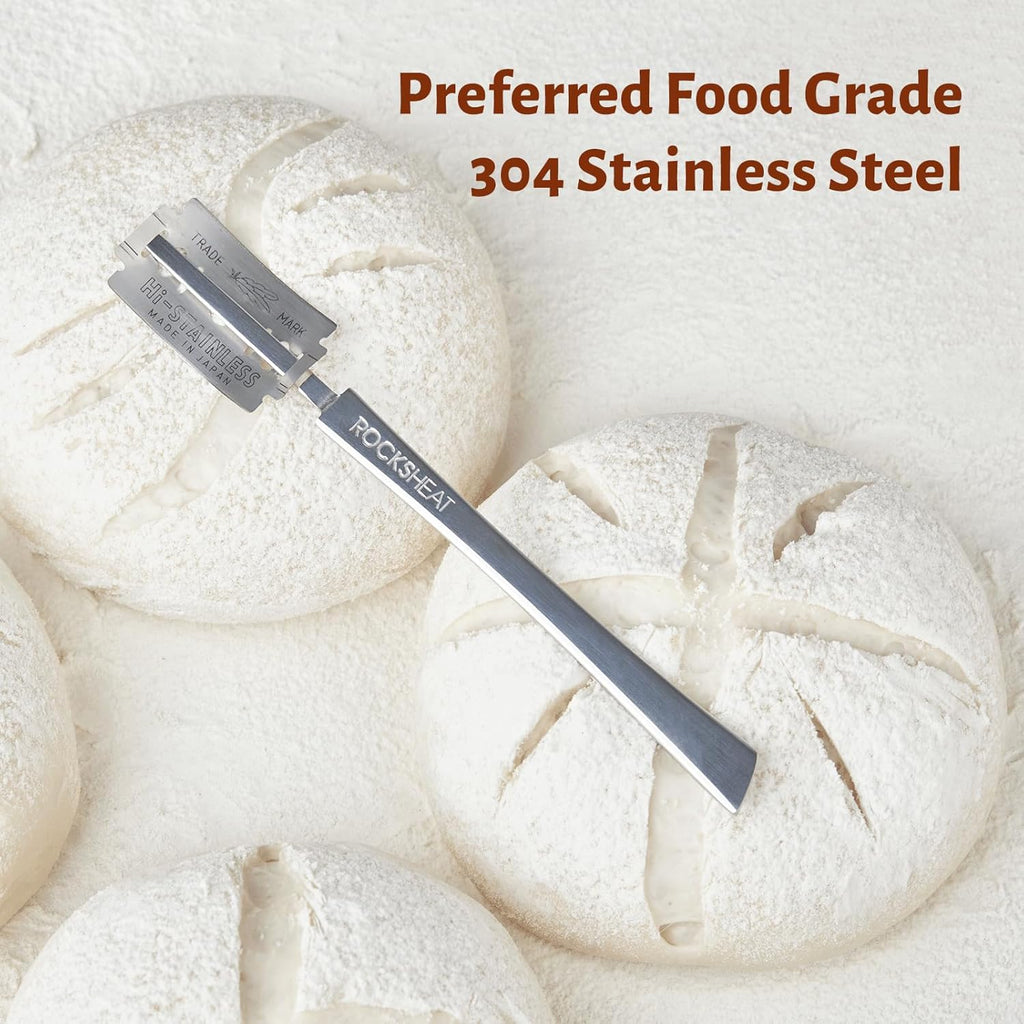 Bread Lame Dough Scoring Tool, Stainless Steel Scoring Knife with 5 Feather Blades, Sourdough Scoring Tool for Bread Baking, Baking Tool for Baking Beginners
