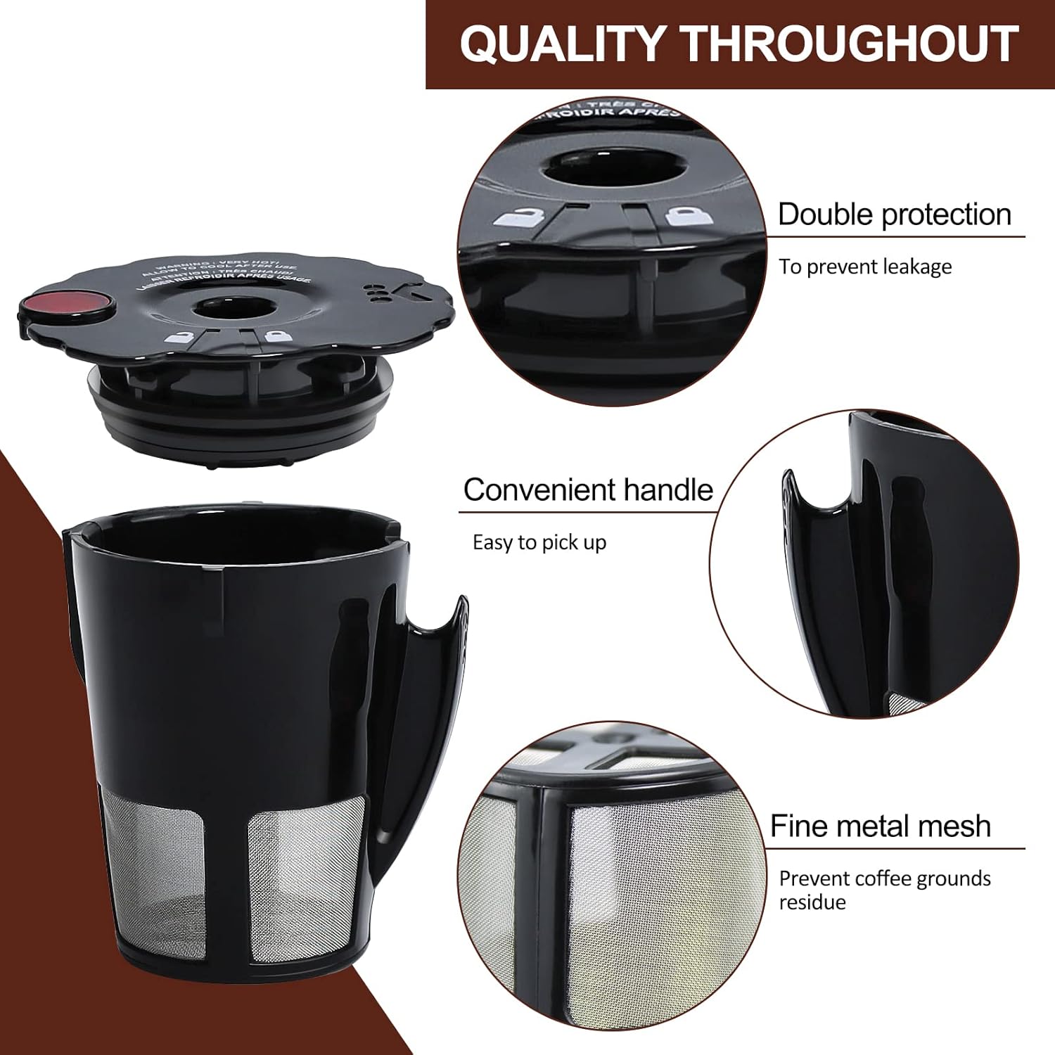 Sikawai My K Cup Reusable Coffee Pods Filter Fit for Keurig 2.0 K200 K250 K300 K350 K400 K450 K460 K475 K500 K550 K560 K575 Brewers Pack of 2 119367 with Cleaning Brush SIZE:2.5 * 2.4