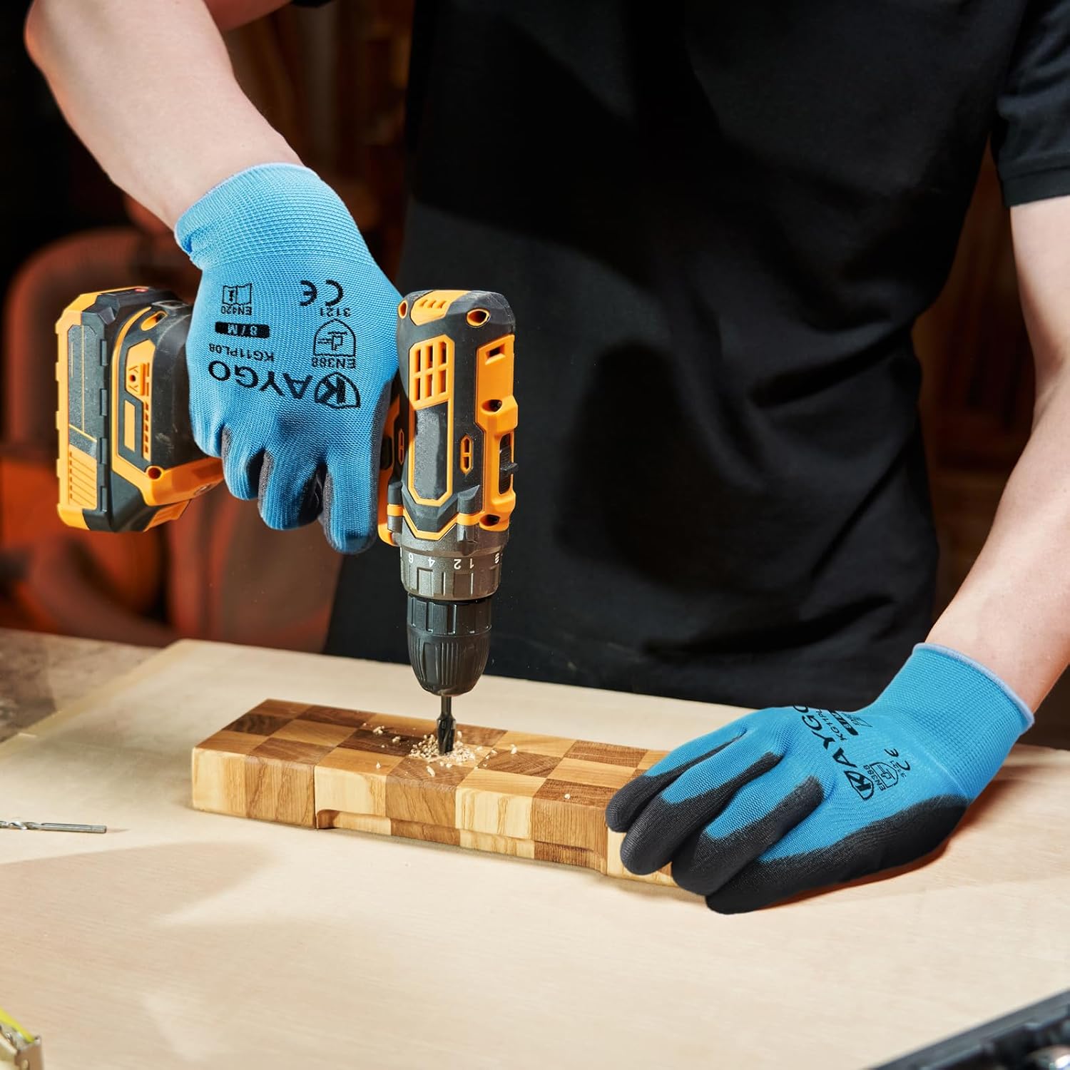 KAYGO Safety Work Gloves PU Coated-60 Pairs Seamless Knit Glove with Polyurethane Coated Smooth Grip on Palm & Fingers, for Men and Women, Ideal for General Duty Work, KG11PR (M,Blue)