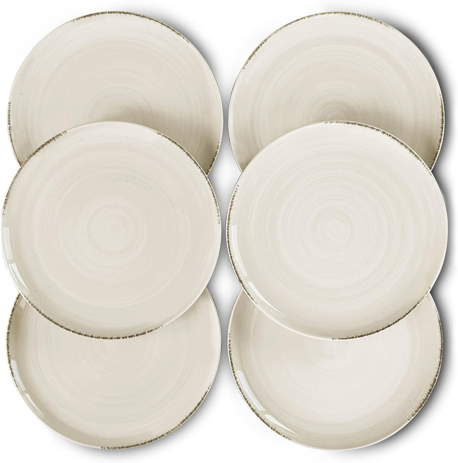 Mora Ceramic Helix Swirl Dinner Plates Set of 6, 10in Modern Spiral Porcelain Dish Dinnerware for Kitchen, Serving & Restaurants - Dishwasher, Microwave, Freezer, Oven Safe Dishware - Snowy White
