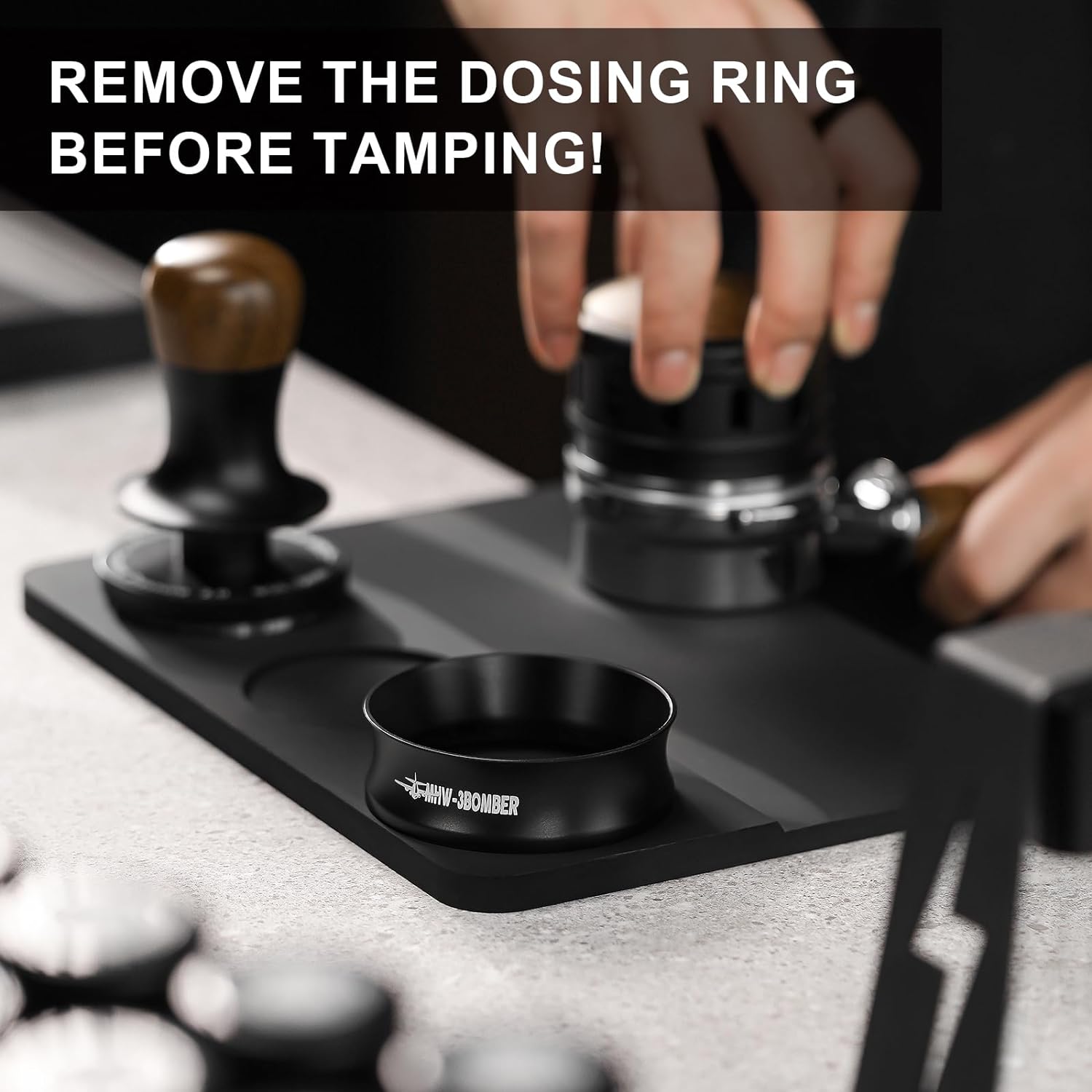 MHW-3BOMBER 53mm Espresso Dosing Funnel & Puck Screen Set, Magnetic Dosing Rring & Reusable Filter kit Compatible with 53mm Bottomless Portafilter, Coffee Dosing Ring with Eppresso Puck DR7014-OS