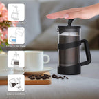RAINBEAN Mini French Press Coffee Maker, 12 oz, Camping Coffee Press Pot, Small French Press, Tea and Frothed Milk Press (Black, 12 oz)