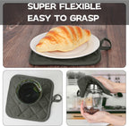 Oven Mitts and Pot Holders Set, Pack of 4, Heat Resistant Silicone Kitchen Mini Oven Mittens for 500 Degrees, Mini Oven Gloves and Hot Pads for Baking Grilling Barbecue Microwave Machine Washable