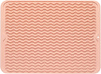 Silicone Dish Drying Mat for Multiple Usage,Easy clean,Eco-friendly,Heat-resistant Silicone Mat for Kitchen Counter or Sink,Refrigerator or drawer liner Pink L 16 inches x 12 inches