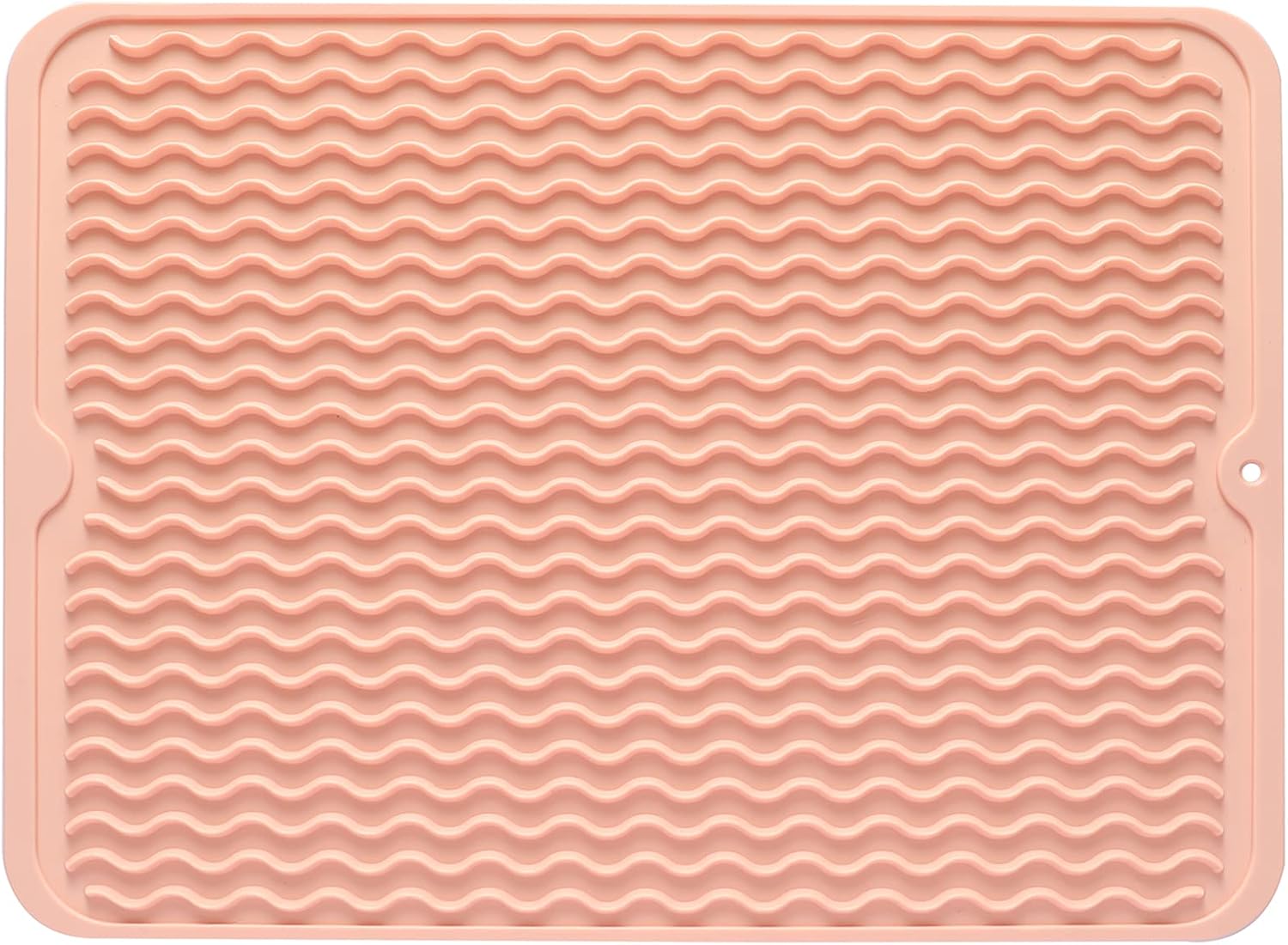 Silicone Dish Drying Mat for Multiple Usage,Easy clean,Eco-friendly,Heat-resistant Silicone Mat for Kitchen Counter or Sink,Refrigerator or drawer liner Pink L 16 inches x 12 inches