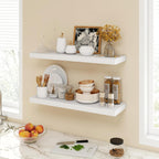 30 Inch Floating Shelves, 9.3" Deep Floating Shelf Wall Mounted, 30" Wall Shelves, Rustic Deep Bookshelf, Large Display Shelves & Storage Shelves for Bedroom, Living Room, White, Set of 2