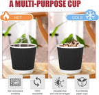 500 Pack Paper Espresso Coffee Cups, 4 oz Disposable Coffee Cups,Corrugated Insulated Ripple Wall, Paper Ripple Cup for Coffee, Hot Chocolate and Hot Tea Drinks -Black