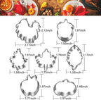 Mini Autumn Cookie Cutter Set-7 Piece-2.0 Inch-Diswasher Safe-Mini Autumn Leaf, Apple, Pumkin, Acorn, Maple, Turkey-Mini Baking Pie Crust Cutter for Thanksgiving