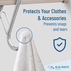 10-Pack Metal S Hooks for Hanging – Heavy-Duty S-Shaped Hook with Safety Buckle – Fits Bars up to 0.8 In – Anti-Drop S-Hooks for Kitchen, Bathroom, Closet & Pot Racks – Silver (Medium)