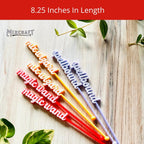 Elixir Mixer Cocktail Stirrers, Drink Stirring Swizzle Sticks, Colorful Words, Set of 6