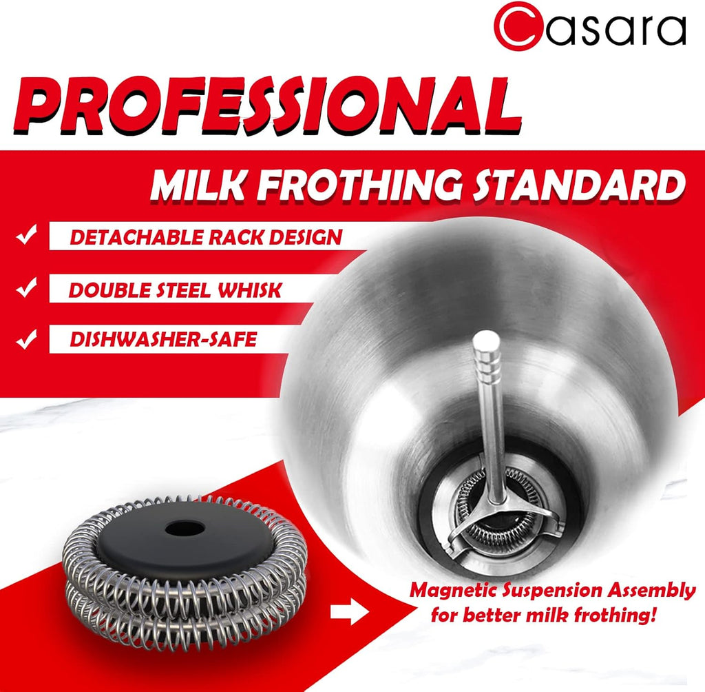 Casara 4-in-1 Electric Milk Steamer and Frother,27oz Stainless Steel Pitcher,Hot and Cold Foam Maker and Milk Warmer for Lattes,Cappuccinos,Macchiato