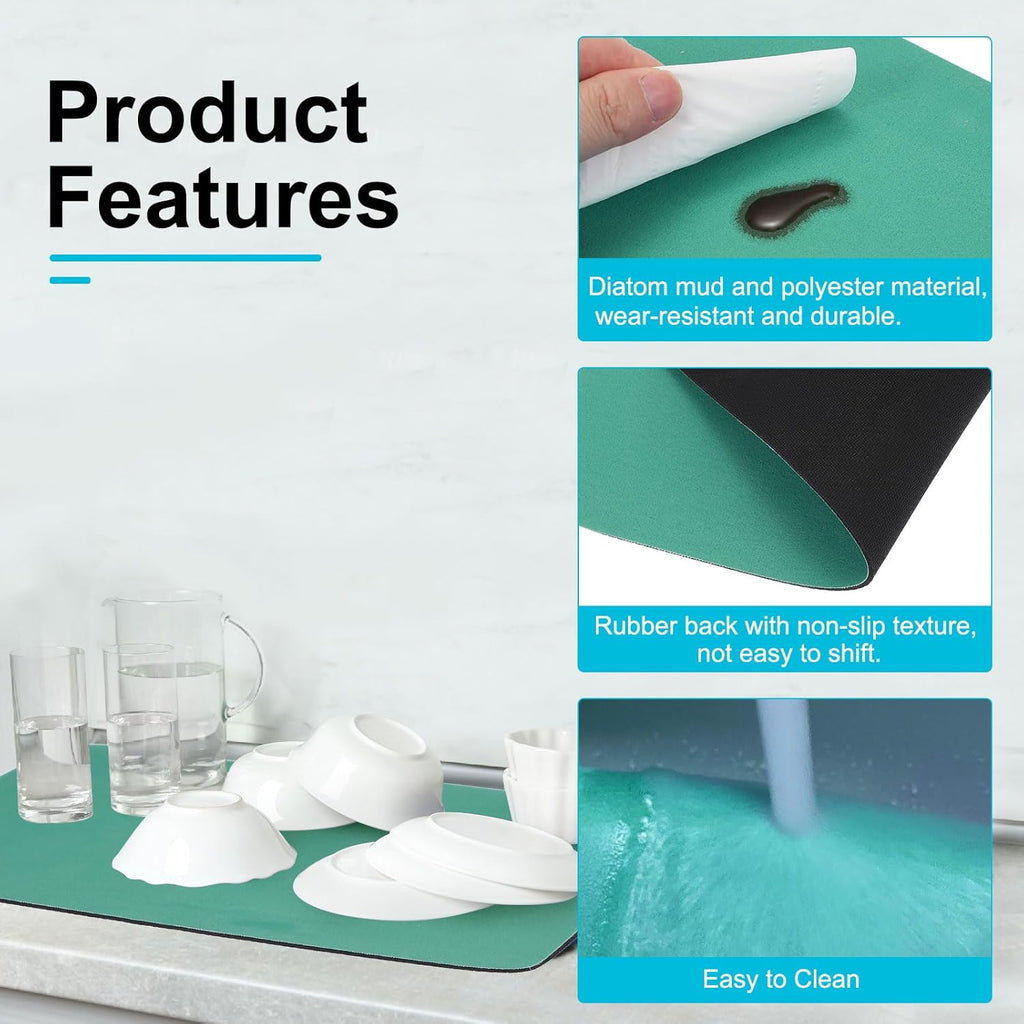 uxcell Silicone Mats for Kitchen Counter, 15.7" x 11.8" Non-Slip Countertop Protector Mat Heat Resistant Coffee Mat Waterproof Table Placemat, Green