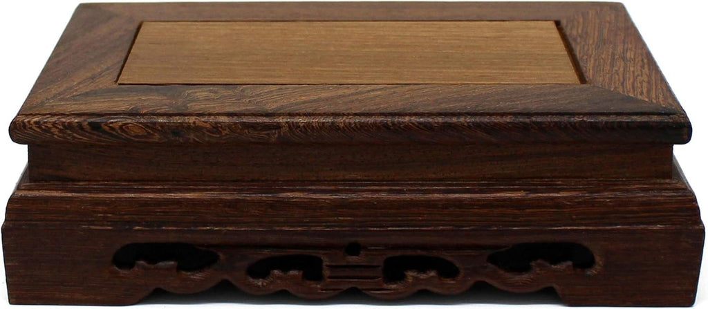 CVHOMEDECO. Primitives Rustic Rosewood Rectangle Display Stand Vase Pot Base Fishbowl Pedestal Stand. (6-1/2 Inch)