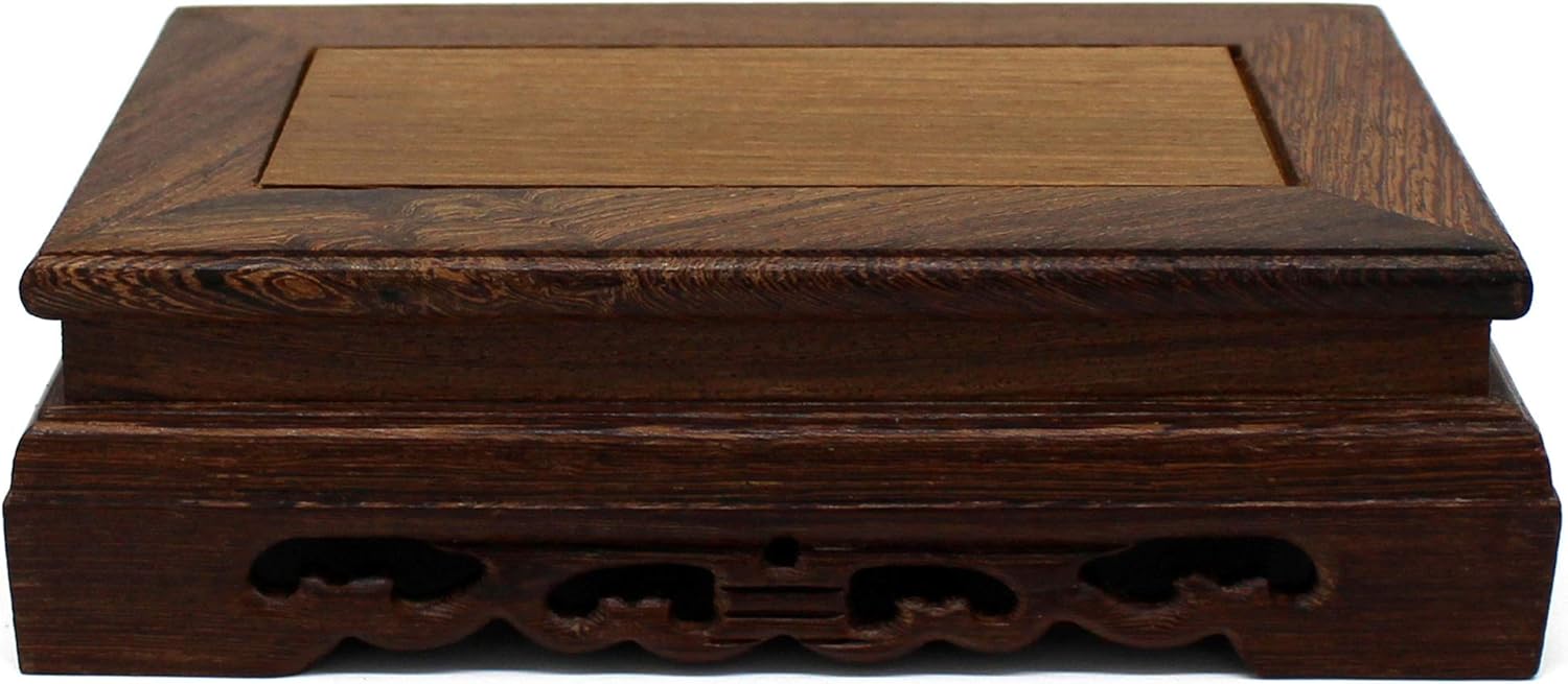 CVHOMEDECO. Primitives Rustic Rosewood Rectangle Display Stand Vase Pot Base Fishbowl Pedestal Stand. (6-1/2 Inch)