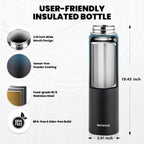 Insulated Water Bottle 24oz, Triple Wall Vacuum Stainless Steel (Cold for 48 Hrs, Hot for 24Hrs), Leak Proof & Non-BPA, 24oz Hydro Water Flask with Paracord Handle & Straw Spout Lids