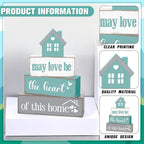 Farmhouse Wooden Tabletop Decor Home Tiered Tray Decor Rustic Pastel May Be Love The Heart of This Home Wood Sign Neutral Decorations for Coffee Shelf Desk Centerpiece Decoration