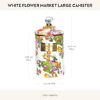 MACKENZIE-CHILDS Large Enamel Canister, Kitchen Storage Container for Flour and Sugar, 1.89 Liters, White Flower Market