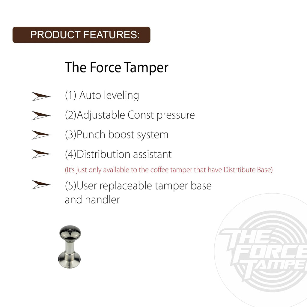 The Force Tamper Automatic Impact Adjustable Constant Pressure and Autoleveling Coffee Tamper Black Mirror Jellyfish AL Handle Set Pro (TRI-Distribute Set, 58.50mm)