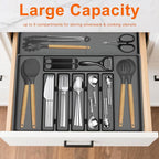 Silverware Organizer, Expandable Kitchen Drawer Organizer, Adjustable Cutlery Organizer, Forks, Knifes, Multipurpose Storage Divider(6-9 Slots), Large, Black