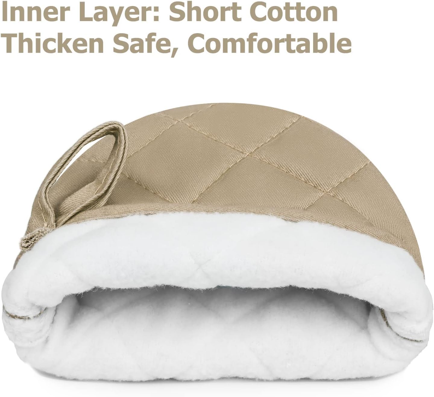 1 Pair Short Oven Mitts, Heat Resistant Silicone Kitchen Mini Oven Mitts for 500 Degrees, Non-Slip Grip Surfaces and Hanging Loop Gloves, Baking Grilling Barbecue Microwave Machine Washable