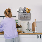 Utensil Holder with 3 Compartments, Rustic Wood Utensil Caddy Crocks for Kitchen Counter, Farmhouse Flatware Organizer Storage Box for Silverware Fork Spoon Spatula