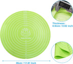 Hitefu 12 Inch Round Silicone Cake Mat, Silicone Baking Mat with Measurement for Cake Turntable & Rolling Dough (Green)