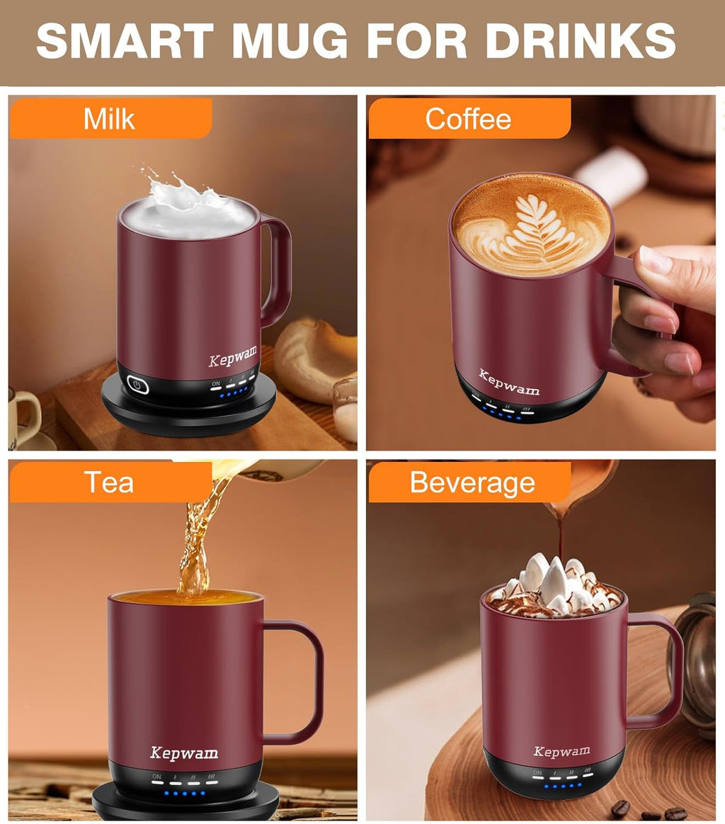 Heated Coffee Mug T1-14oz Fast Heating & Longer Battery Life Self Heating Coffee Mug Hot to 149℉ - Touch & App Controlled Mug Coffee and Hot Beverage Warmer, Gifts for Women and Men