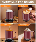 Heated Coffee Mug T1-14oz Fast Heating & Longer Battery Life Self Heating Coffee Mug Hot to 149℉ - Touch & App Controlled Mug Coffee and Hot Beverage Warmer, Gifts for Women and Men