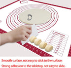 32x24" Silicone Pastry Mat for Rolling Dough Non Slip Non Stick Silicone Mats for Kitchen Counter Red
