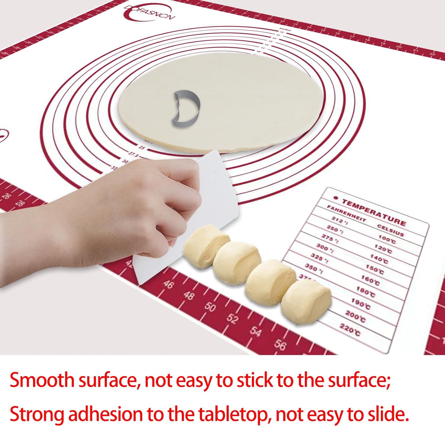32x24" Silicone Pastry Mat for Rolling Dough Non Slip Non Stick Silicone Mats for Kitchen Counter Red