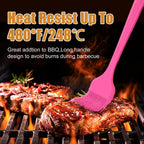 Silicone Basting Brush 2 Pcs Pastry Brush for Oil, BBQ, Grill, Sauce Baking Cooking, Dishwasher Safe (Pink)