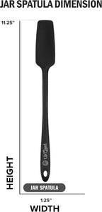 Silicone Jar Spatula | 600F Heat Resistant Non-Stick Rubber Scraper | Perfect for Jars, Smoothies, Blenders | One Piece Utensils | Durable Kitchen Cookware (UpGood Professional Spatulas, Black)