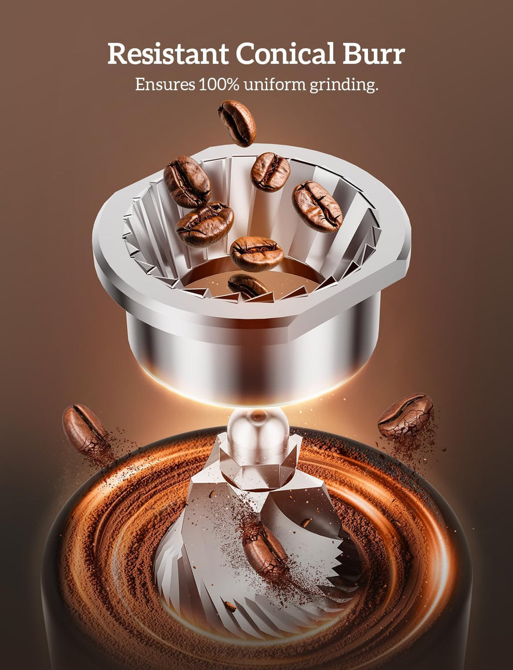 Neretva Burr Coffee Grinder, 2 in 1 Professional Espresso Grinder Stainless Steel Suit 51~58mm Portafilter Coffee Bean Grinder 30 Precise Setting & Anti-Static for Espresso/French Press/Drip/Cold Brew