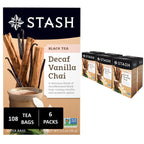 Stash Tea Decaf Vanilla Chai Tea, 6 Boxes With 18 Tea Bags Each (108 Tea Bags Total)