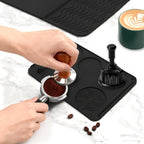 2-in-1 Coffee Bar Mat & Espresso Tamping Mat - 24”x16”Non-Slip Silicone Mats for Coffee Machines, Countertop, Bars, Kitchen Counter