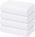 Homaxy Microfiber Waffle Weave Kitchen Towels, 16 x 28 Inch Ultra Absorbent and Solid Color Dish Towels, 4 Pack, White