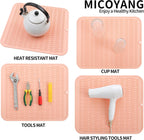 Silicone Dish Drying Mat for Multiple Usage,Easy clean,Eco-friendly,Heat-resistant Silicone Mat for Kitchen Counter or Sink,Refrigerator or Drawer Liner Pink 2XL 24 inches x 18 inches