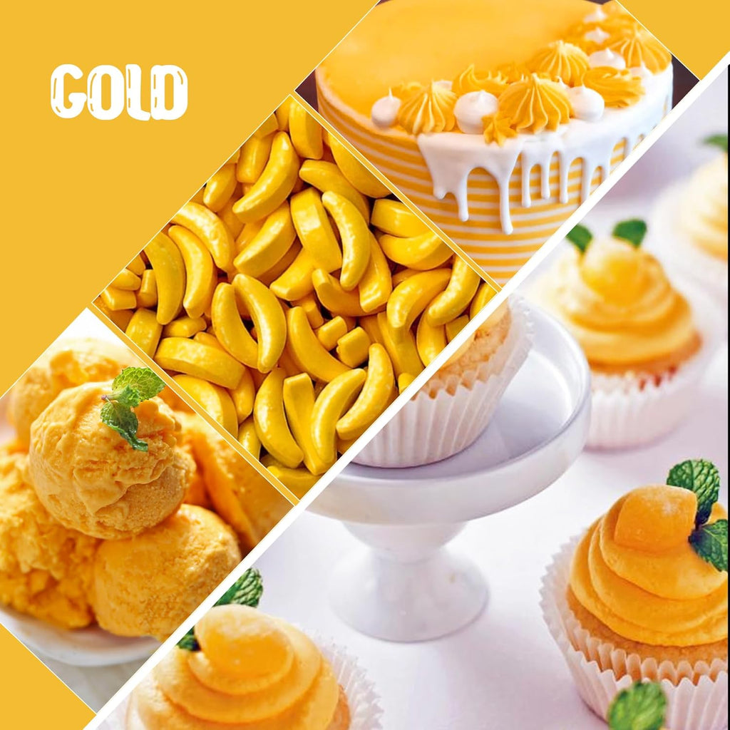 Food Coloring Liquid - Vibrant Color Food Coloring for Cake Decorating, Baking, Easter Egg, Icing - Tasteless Food Color Dye for Fondant, Cooking, Slime, Airbrush (Gold, 8 Fl.oz)