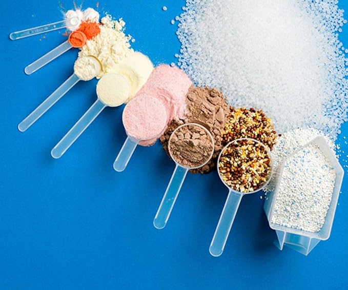 Plastic Measuring Scoop, 1 Tablespoon (14.8 cc | 1/2 Oz. | 14.8 mL) Long Handle Spoons for Powders, Granules, Coffee, Pet Food, Baking Supplies, Protein and Other Dry Goods, BPA Free (Set of 5)