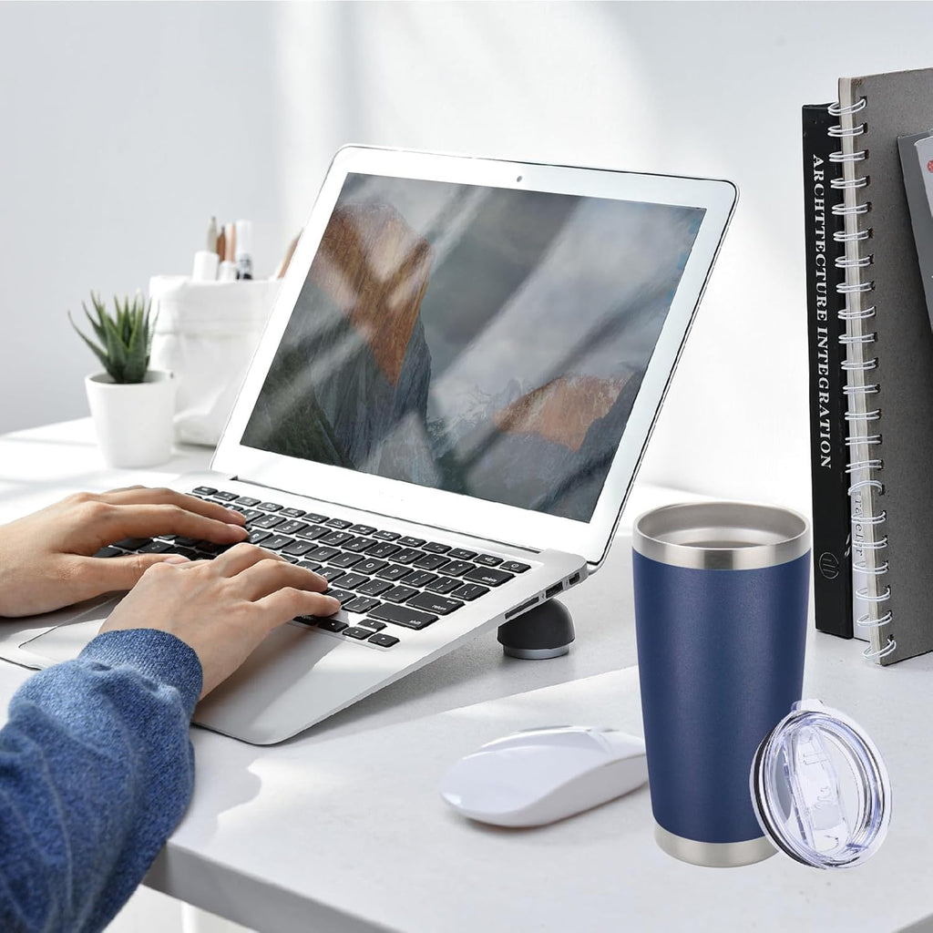 Pandance 20oz Stainless Steel Insulated Tumblers with Lid and Straw Bulk, Double Wall Vacuum Water Cups for Hot & Iced Coffee Drinks Travel Mug (Silver, 12 pack)