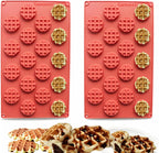 Silicone Waffle Mold Set, 2PCS/Set 18 Cavity Mini Silicone Waffle Mold Waffle Making Mold, Non-stick Cake Cookie Chocolate Making Mold for Baking