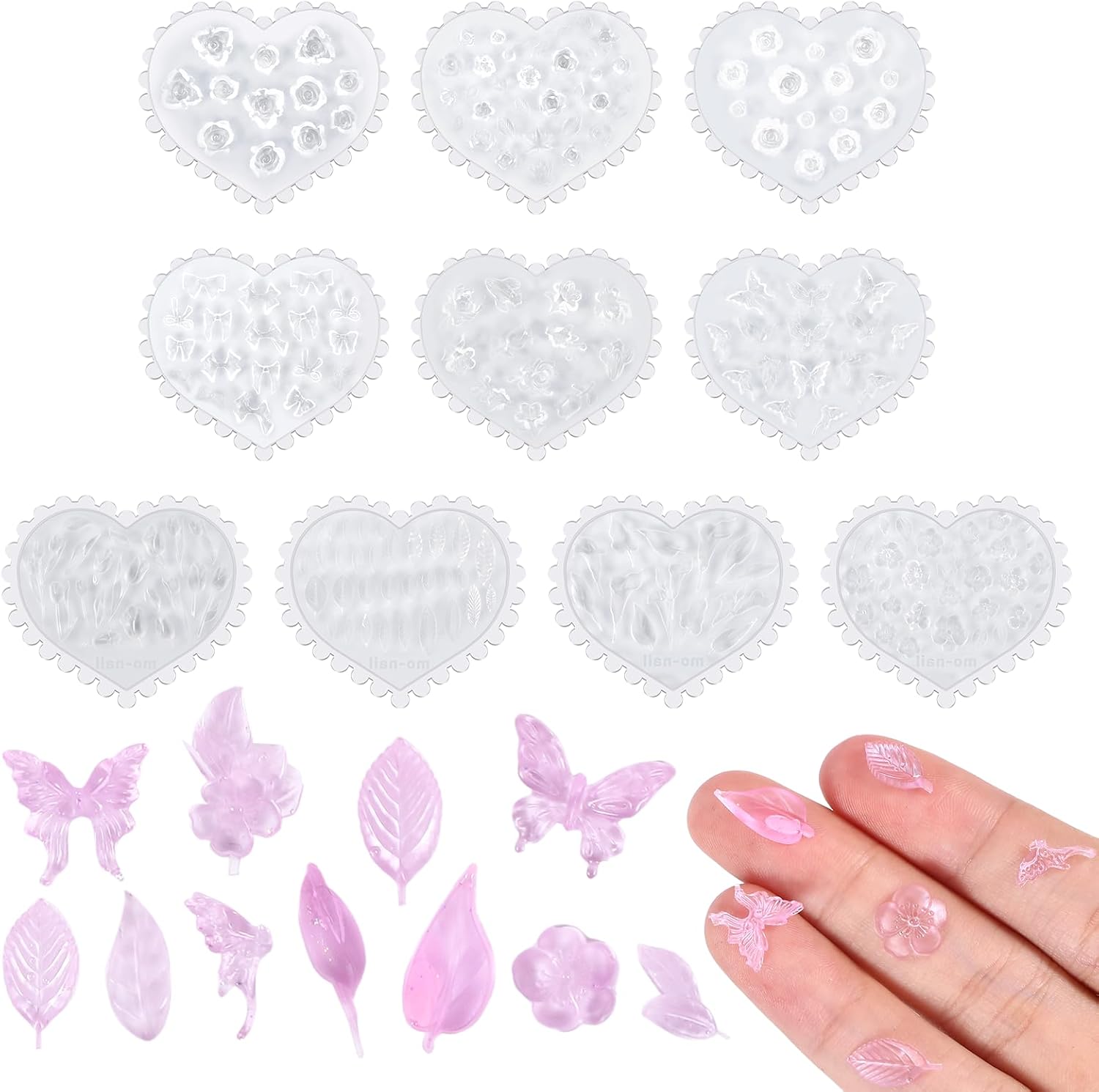 10 Pcs Polymer Clay Molds, Polymer Clay Cutters Molds for Crafts Air Dry Earrings Tools, Jewelry Mini Silicone Resin Flower Molds, Epoxy Polymer Clay Earring Cutters Shapes Making Kit Extruder