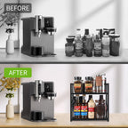 YINMIT Countertop Shelf Organizer,Coffee Bar Accessories,Spice Rack,Coffee Counter Shelf,2 Tier Coffee Organizer Station for Mugs,Cups,Cream,Syrup(Black, Medium)